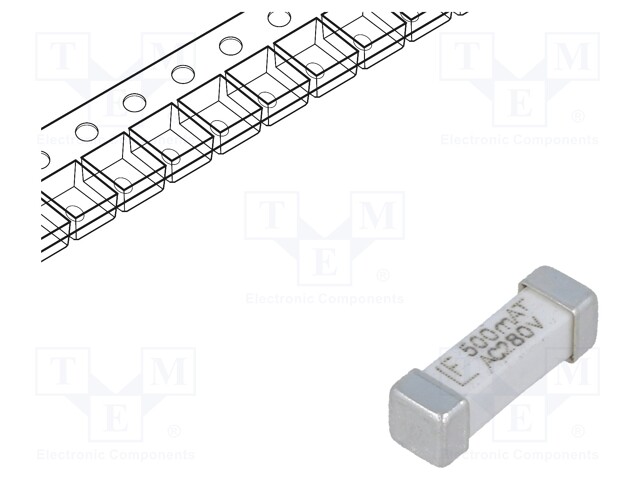 Fuse: fuse; time-lag; 500mA; 280VAC; SMD; ceramic; 10,1x3,1x3,25mm