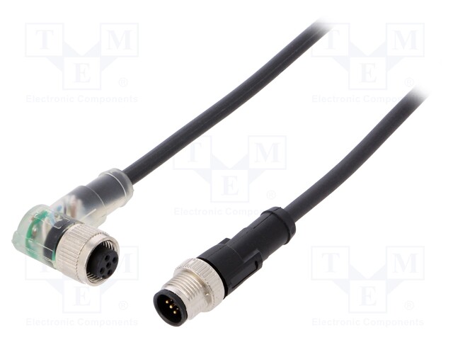 Connection lead; M12; PIN: 5; 2m; plug; 24VAC; 4A; -25÷80°C; 24VDC