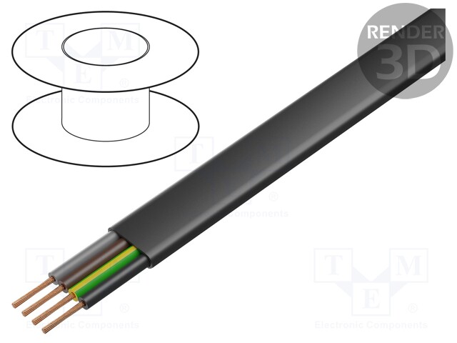 Wire; PVC-Flach; 4G1,5mm2; unshielded; 450/750V; PVC; Cu; stranded