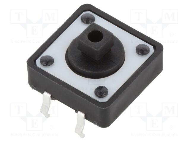 Tactile Switch, TL1100 Series, Top Actuated, Through Hole, Plunger for Cap, 160 gf, 50mA at 12VDC