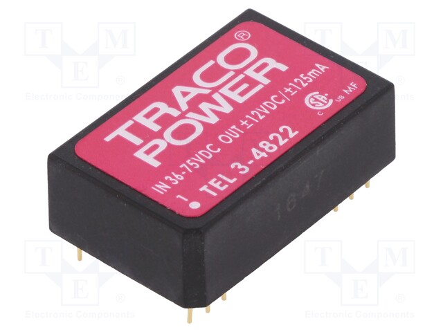 Converter: DC/DC; 3W; Uin: 36÷75V; Uout: 12VDC; Uout2: -12VDC; DIP24