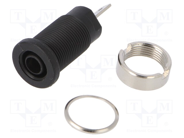 Socket; 4mm banana; 24A; 1000VDC; 24.5mm; black; nickel plated