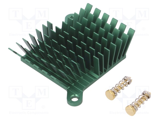 Heatsink: extruded; grilled; green; L: 40mm; W: 38mm; H: 15mm; 3.3°C/W