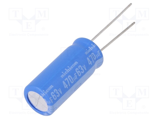 Capacitor: electrolytic; THT; 470uF; 63VDC; Ø12.5x31.5mm; ±20%