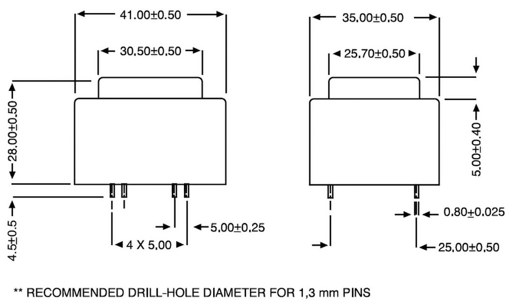 Transformer: encapsulated; 3.2VA; 117VAC; 6V; 6V; 267mA; 267mA