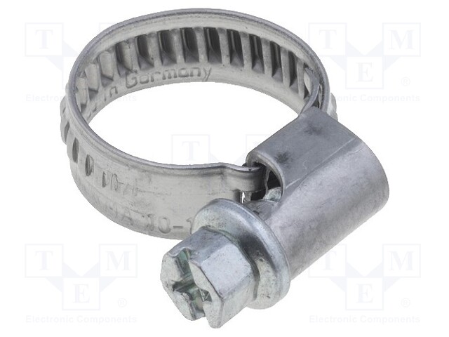 Worm gear clamp; 10÷16mm; steel; Plating: zinc