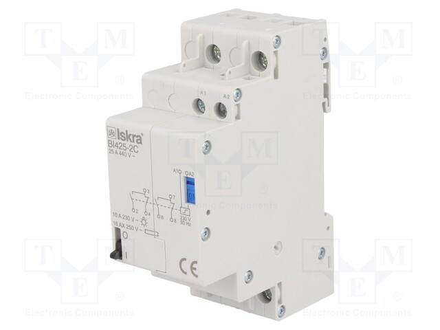 Relay: installation; bistable; DPDT; Ucoil: 230VAC; 35.2x90x65mm