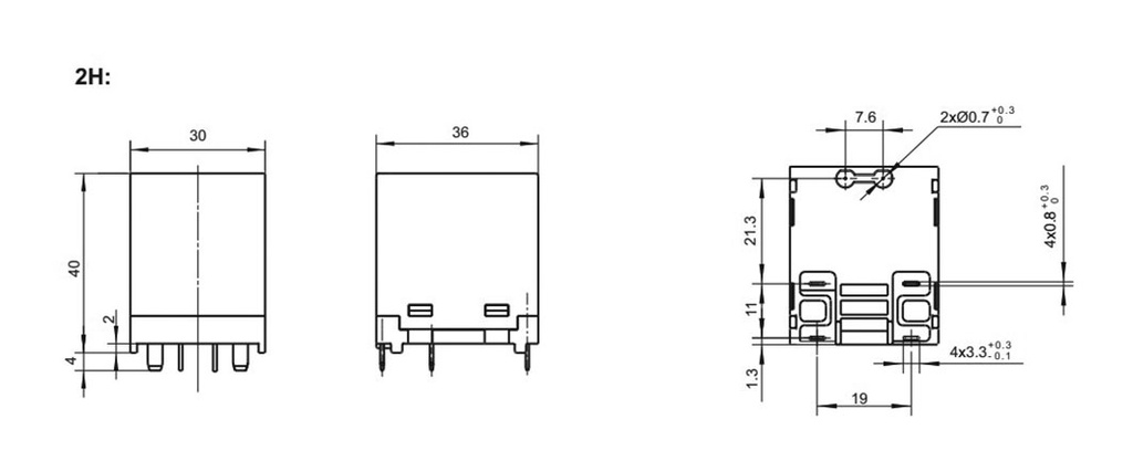 Relay: electromagnetic; DPST-NO; Ucoil: 12VDC; 40A; PCB; 36x30x40mm