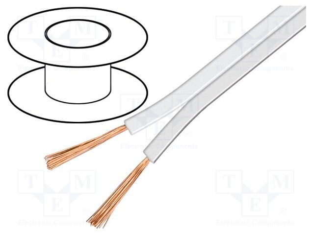 Wire: loudspeaker cable; 2x0,75mm2; stranded; OFC; white; 100m