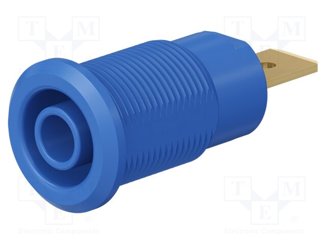 Socket; 4mm banana; 32A; 1kV; Cutout: Ø12.2mm; blue; gold-plated