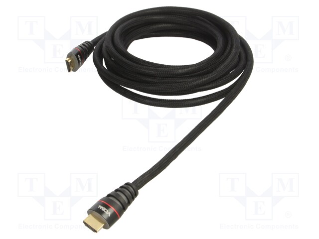 Cable; HDMI 1.4; HDMI plug,both sides; polyamide; 5m; black