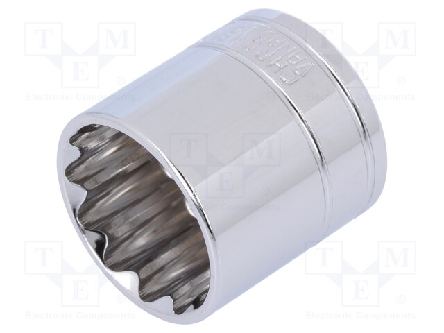 Key; twelve point socket; 24mm; 3/8"; Chrom-vanadium steel