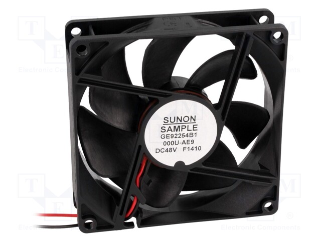 Fan: DC; axial; 48VDC; 92x92x25mm; 127.42m3/h; 47dBA; ball bearing