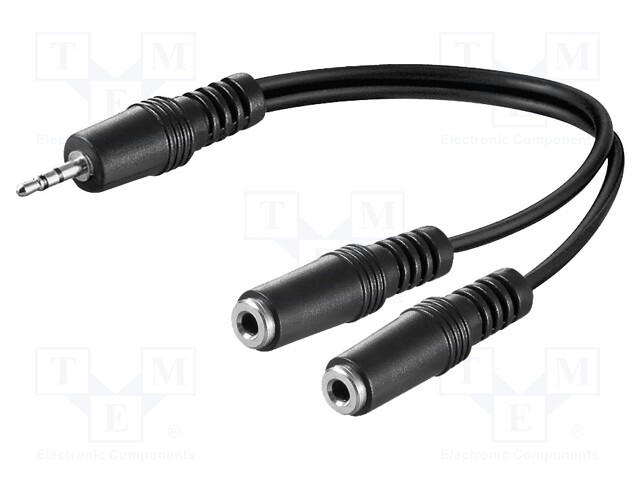 Cable; Jack 3.5mm 3pin plug,Jack 3.5mm 3pin socket x2; 0.2m