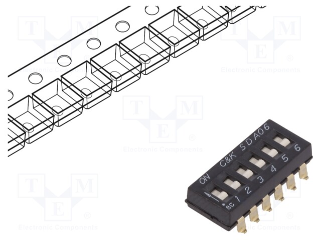 Switch: DIP-SWITCH; Poles number: 6; OFF-ON; 0.025A/24VDC; Pos: 2