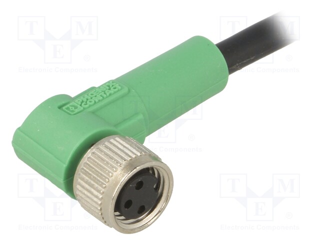 Connection lead; M8; PIN: 3; angled; 1.5m; plug; 250VAC; 4A; -25÷90°C