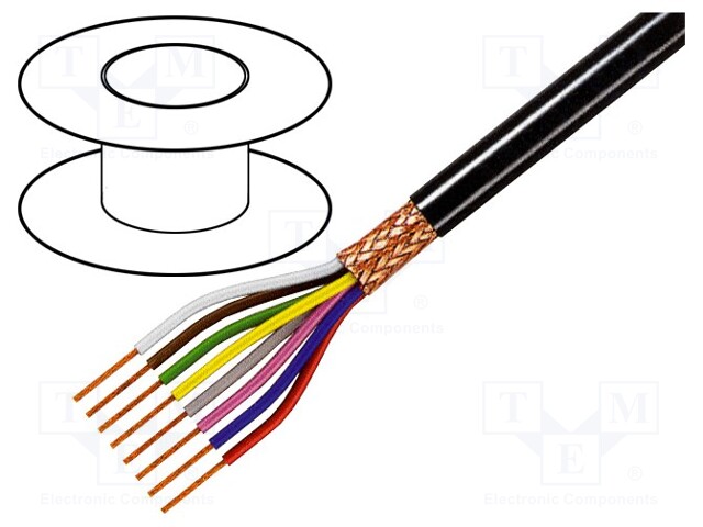 Wire; 8x0,25mm2; braid made of copper wires; PVC FirestoP®; 49V