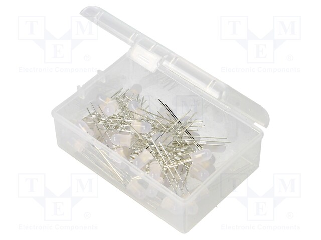 Kit: LED; 5mm; THT; 50pcs; red/blue; 3÷15V; plastic box; 7.5÷8mA; 50°