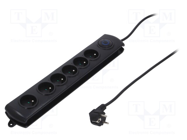 Plug socket strip: protective; Sockets: 6; 250VAC; 16A