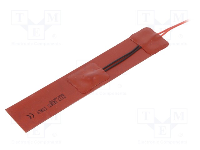 Heating mat; silicone; 210x40mm; 230V; 176W; -30÷180°C; thermostat