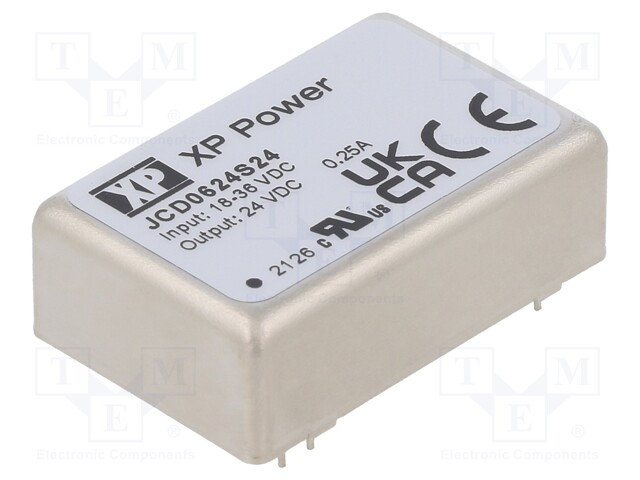 Isolated Board Mount DC/DC Converter, 2:1 Input, ITE, 1 Output, 6 W, 24 V, 250 mA