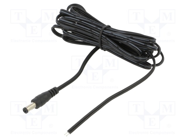 Cable; 2x0.5mm2; DC 5,5/2,5 plug; straight; black-gray,black; 3m