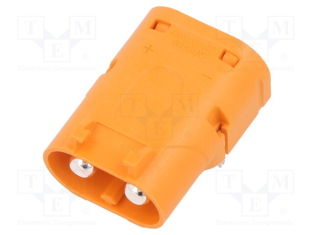 Socket; DC supply; LC; male; PIN: 2; on PCBs; THT; orange; 40A; 1kV