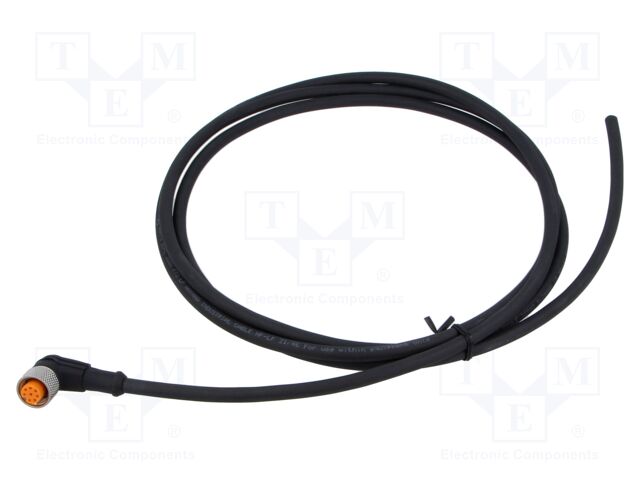 Connection lead; M12; PIN: 8; angled; 2m; plug; 30VAC; 2A; -25÷80°C