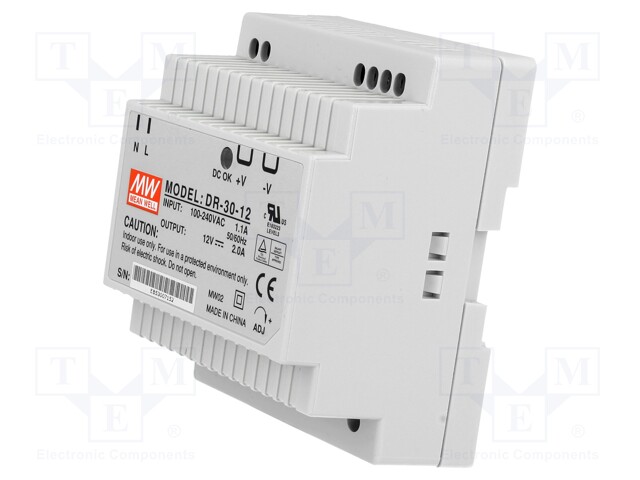 Power supply: switched-mode; 24W; 12VDC; 10.8÷13.2VDC; 2A; 270g