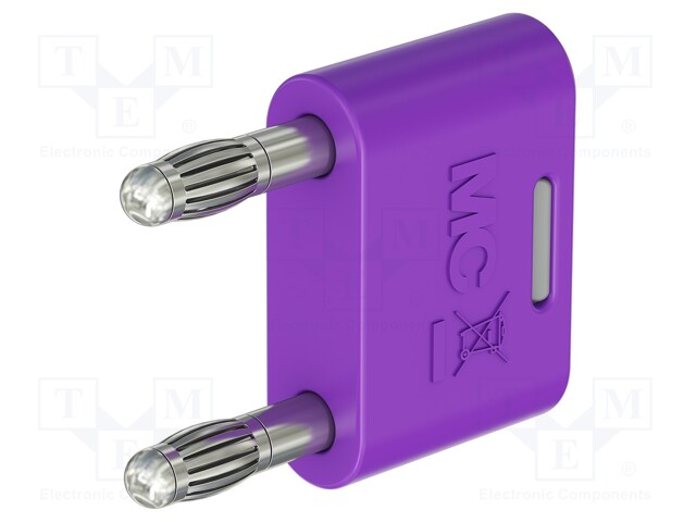 4mm banana; 32A; 30VAC; 60VDC; violet; nickel plated; insulated