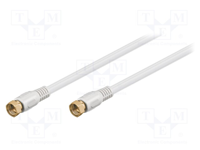 Cable; 75Ω; 5m; F plug,both sides; white