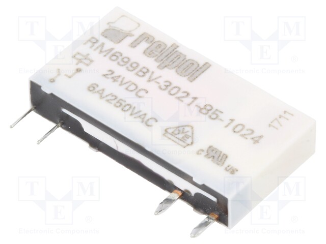 Relay: electromagnetic; SPST-NO; Ucoil: 24VDC; 6A/250VAC; 6A/24VDC