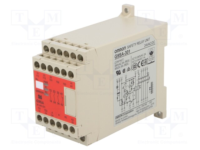 Module: safety relay; Series: G9SA; 24VDC; IN: 2; Mounting: DIN