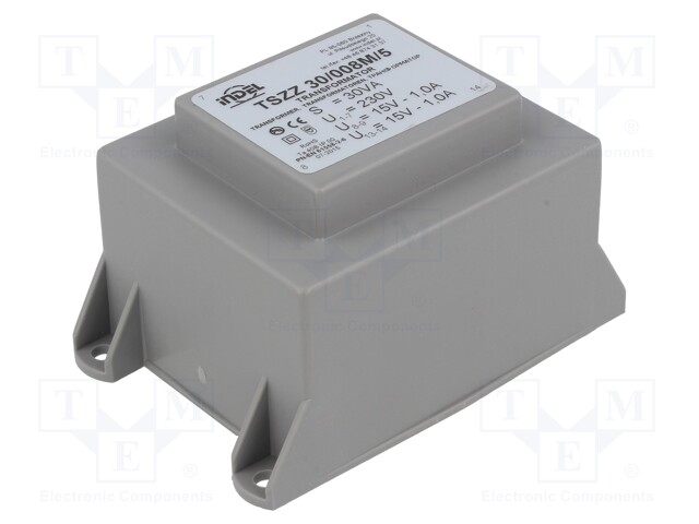 Transformer: encapsulated; 30VA; 230VAC; 15V; 15V; 1A; 1A; IP00; 600g