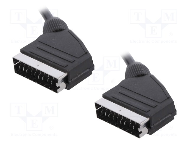 Cable; SCART plug,both sides; 3m; black