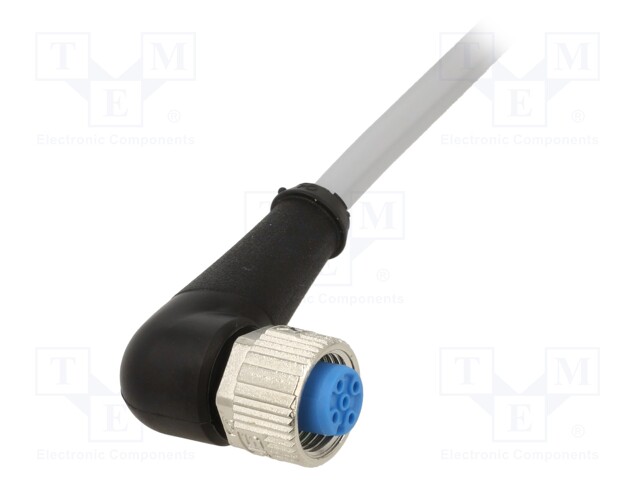 Connection lead; M12; PIN: 5; angled; 5m; plug; 125VAC; 4A; -30÷80°C