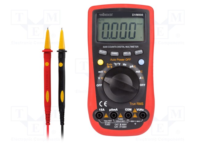 Digital multimeter; LCD 3,5 digit (6000); True RMS AC