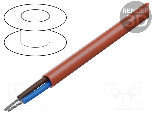 Wire; SiHF-J; 2x6mm2; Cu; stranded; silicone; red-brown; -60÷180°C