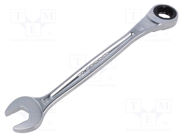 Wrench; combination spanner,with ratchet; 17mm; L: 225mm; satin