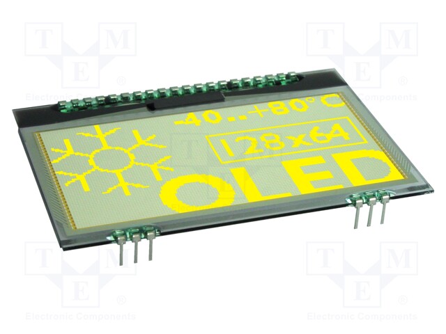 Display: OLED; graphical; 128x64; Window dimensions: 64x37mm