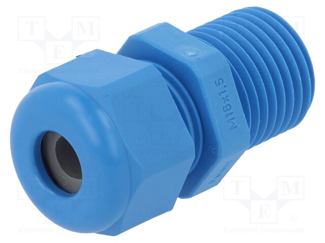 Cable gland; with long thread; M16; IP68; Mat: polyamide; blue