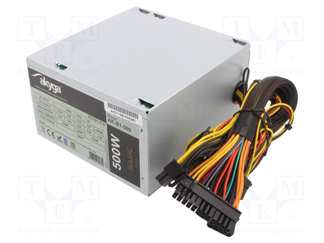 Power supply: computer; ATX; 500W; Features: fan 12cm