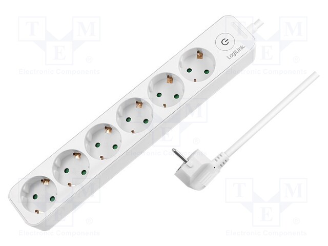 Plug socket strip: protective; Sockets: 6; 250VAC; 16A; 1.5m; IP20