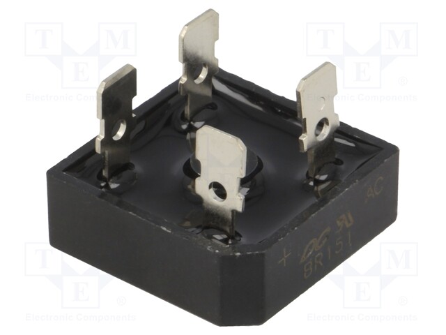 Single-phase bridge rectifier; Urmax: 100V; If: 15A; Ifsm: 300A