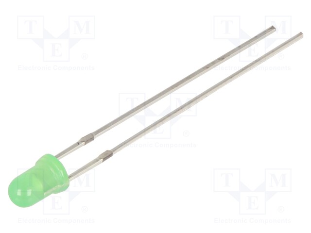 LED; 3mm; yellow green; 150÷220mcd; 40°; Front: convex; 2.1÷2.6V