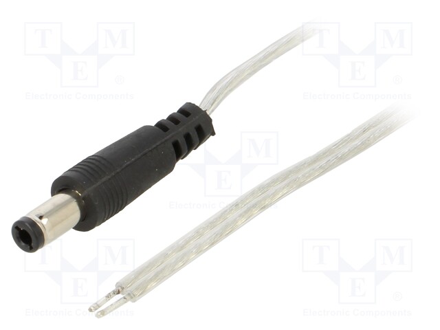 Cable; wires,DC 5,5/2,5 plug; straight; 0.5mm2; transparent; 3m
