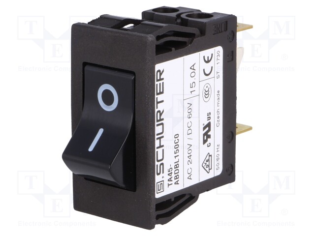 Circuit breaker; Urated: 240VAC; 60VDC; 15A; DPST; Poles: 2; 35g