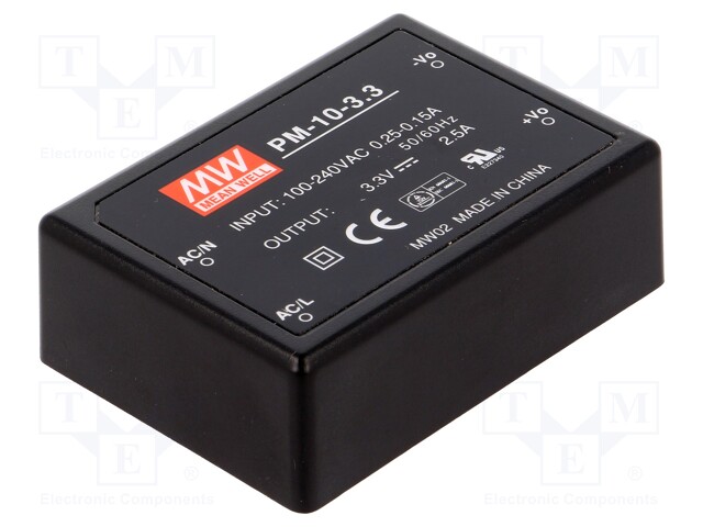 Power supply: switched-mode; modular; 8.25W; 3.3VDC; 70x50x22.7mm