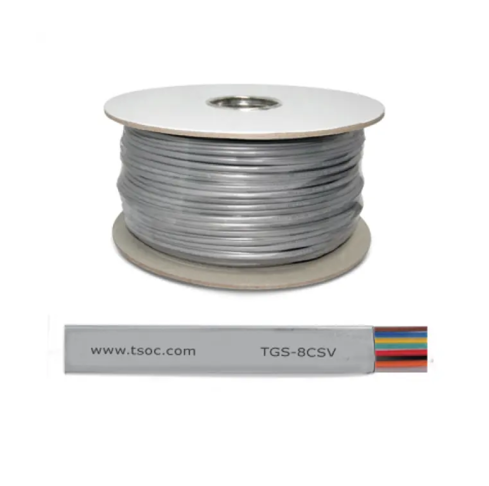 1000FT/305M FT1 26AWG 8C FLAT STRANDED TELEPHONE CABLE, SILVER SATIN