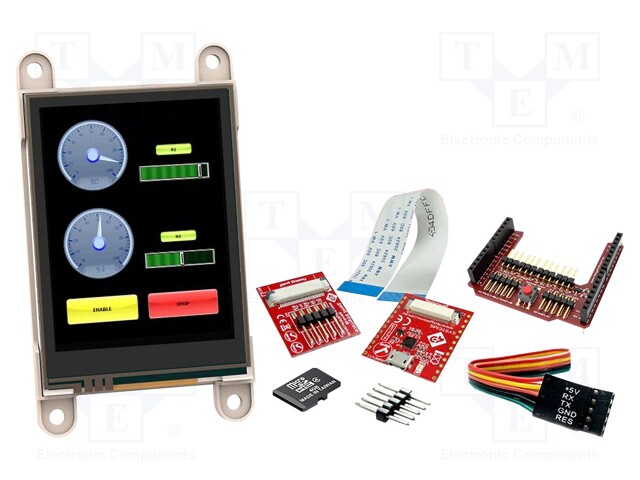 Dev.kit: with display; TFT; 2.4"; 240x320; Display: graphical; 32kB